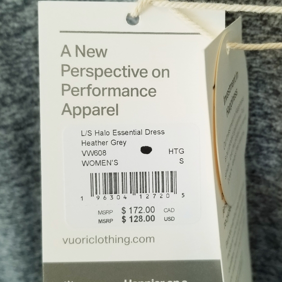 Vuori Women's Long Sleeve Halo Essential Dress NWT Ruching Casual Heather Grey - Picture 6 of 12